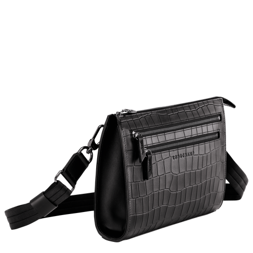 Longchamp Croco Block Bőr Crossbody Táska Férfi Fekete | 01726PNAT