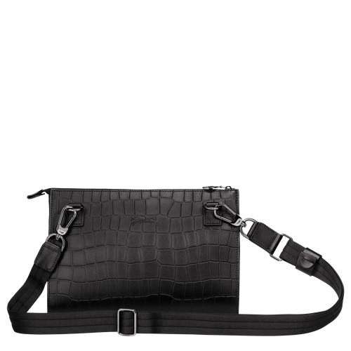 Longchamp Croco Block Bőr Crossbody Táska Férfi Fekete | 01726PNAT