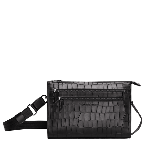 Longchamp Croco Block Bőr Crossbody Táska Férfi Fekete | 01726PNAT