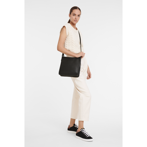 Longchamp Le Foulonné L Bőr Crossbody Táska Női Fekete | 96528XBCY