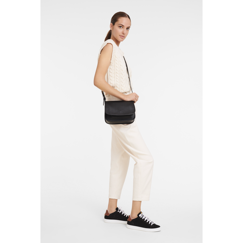 Longchamp Le Foulonné M Bőr Crossbody Táska Női Fekete | 83796CDJT