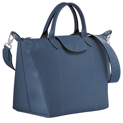 Longchamp Le Pliage Cuir M Bőr Kézitáska Férfi Kék | 51382HTIO