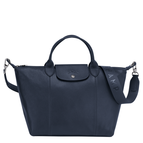 Longchamp Le Pliage Cuir M Bőr Kézitáska Férfi Kék | 51746KFCP