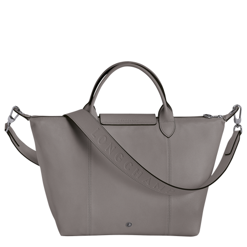 Longchamp Le Pliage Cuir M Bőr Kézitáska Férfi Szürke | 93162DQNG