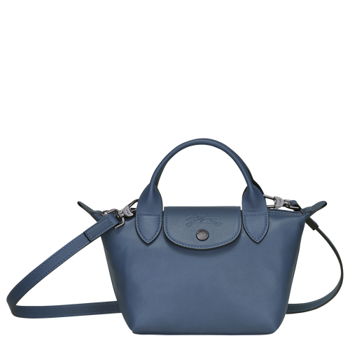 Longchamp Le Pliage Cuir XS Bőr Kézitáska Női Kék | 34709MYLA