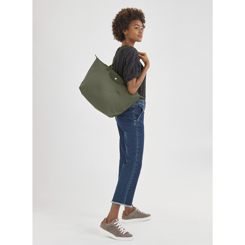 Longchamp Le Pliage Green L Vászon, Recycled canvas Válltáskák Női Zöld | 10247NWUY