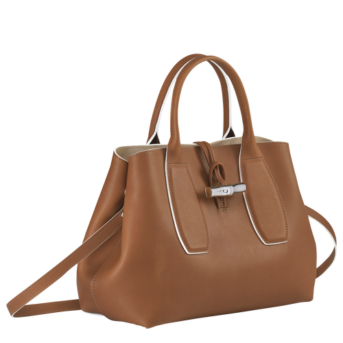 Longchamp Roseau M Bőr Kézitáska Női Barna | 39651XWUP