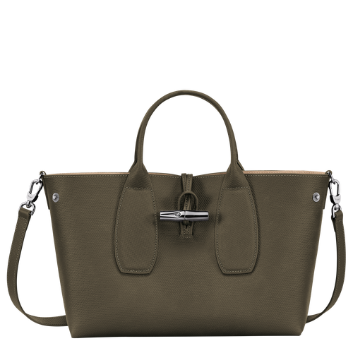 Longchamp Roseau M Bőr Kézitáska Női Zöld | 37451YHJI