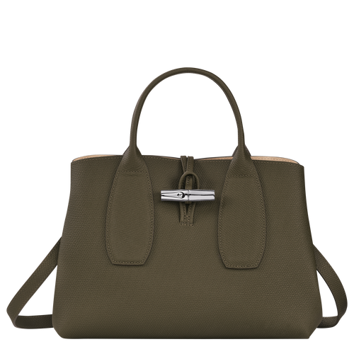 Longchamp Roseau M Bőr Kézitáska Női Zöld | 37451YHJI