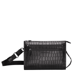 Longchamp Croco Block Bőr Crossbody Táska Női Fekete | 94850LOYM