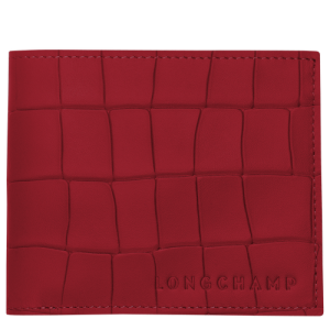 Longchamp Croco Block Bőr Pénztárca Férfi Piros | 47592NSAP