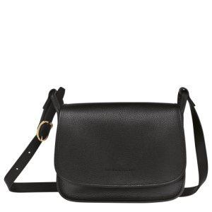 Longchamp Le Foulonné M Bőr Crossbody Táska Női Fekete | 83796CDJT