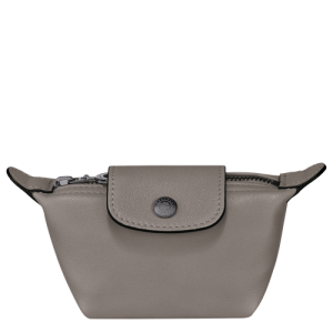 Longchamp Le Pliage Cuir Bőr Érme Pénztárca Férfi Szürke | 84209RAUW