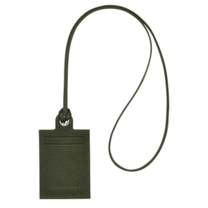 Longchamp Le Pliage Green Bőr with necklace Kártyatartó Női Zöld | 13968HFCJ