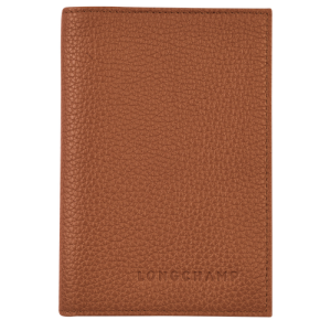 Longchamp Passport cover Le Foulonné Bőr Pouches Férfi Barna | 36945HKFU